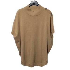 PART TWO 100% Wool Tan Mock Neck Poncho Sweater S/M